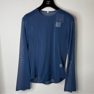 NWT Rare Uniglo X Mame Kurogouchi Blue Sheer Long Sleeve Top Medium
